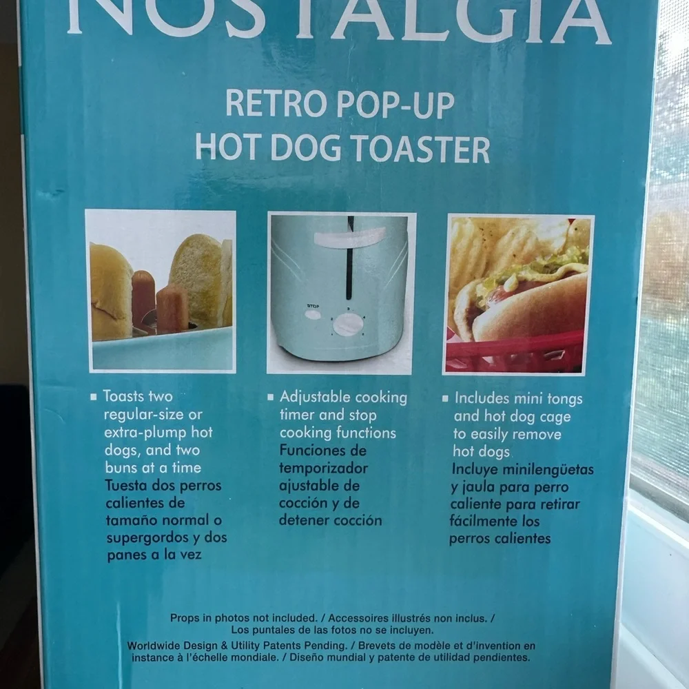 Nostalgia Retro Pop-Up Hot Dog‎ Toaster Aqua/Teal New Unopened Box